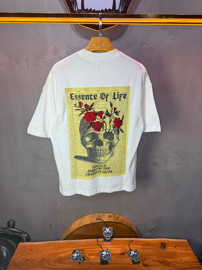 T-Shirt Essence Of Life — Skull & Roses — Blanc 169