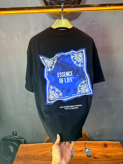 T-Shirt Essence Of Life® — Bandana Bleu — Noir 091