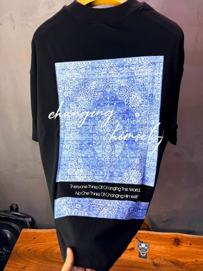 T-Shirt «Changing Himself» — Tapis Oriental Bleu — Noir 140