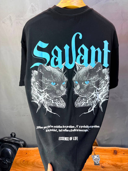 T-Shirt Savant — Twin Cats Gothic — Noir 138