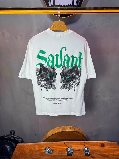 T-Shirt Savant — Twin Cats Gothic — Blanc 138