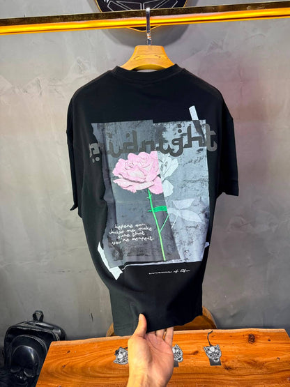 T-Shirt Midnight — Rose & Citation — Noir 139