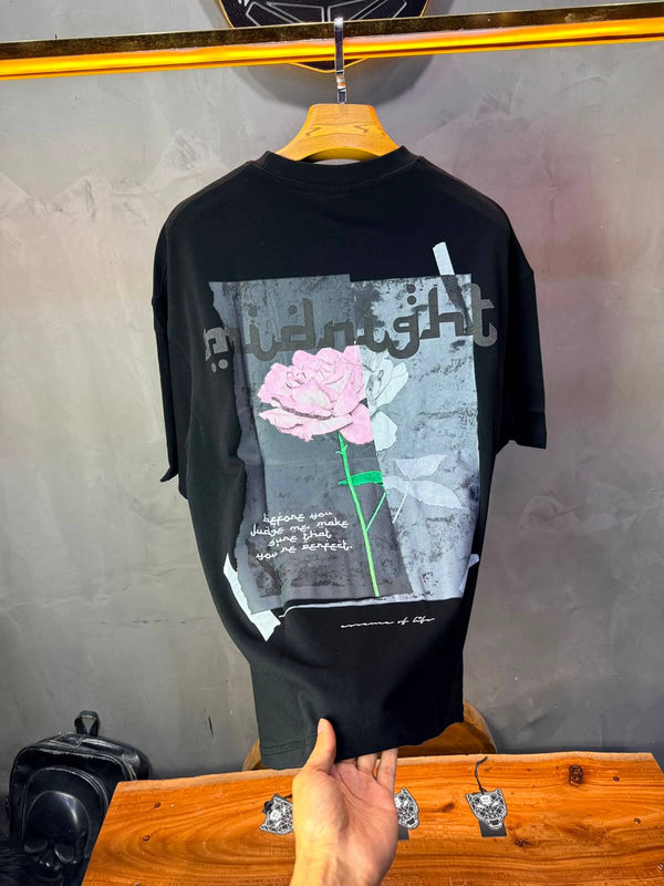 T-Shirt Midnight — Rose & Citation — Noir 139