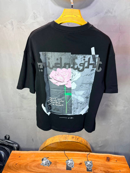 T-Shirt Midnight — Rose & Citation — Noir 139