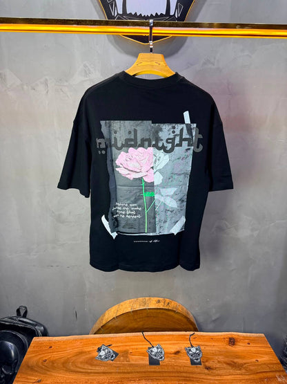 T-Shirt Midnight — Rose & Citation — Noir 139