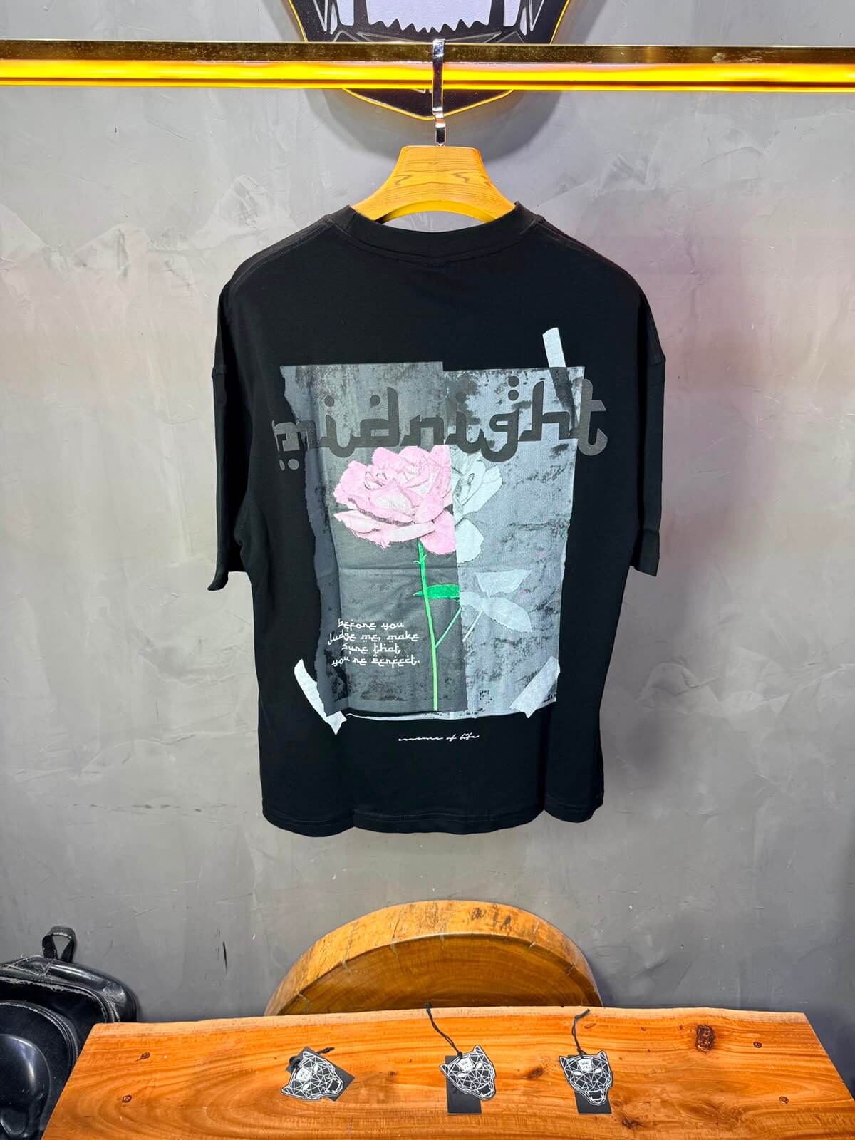 T-Shirt Midnight — Rose & Citation — Noir 139