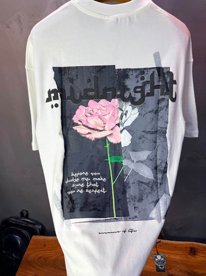 T-Shirt Midnight — Rose & Citation — Blanc 139