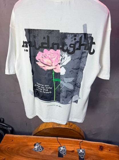 T-Shirt Midnight — Rose & Citation — Blanc 139
