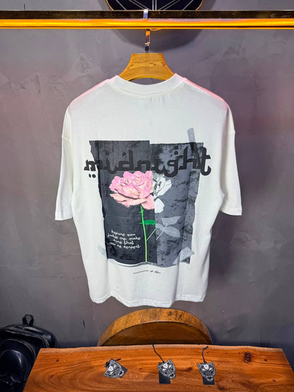T-Shirt Midnight — Rose & Citation — Blanc 139