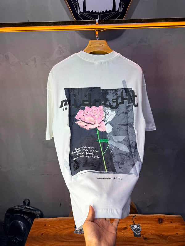 T-Shirt Midnight — Rose & Citation — Blanc 139