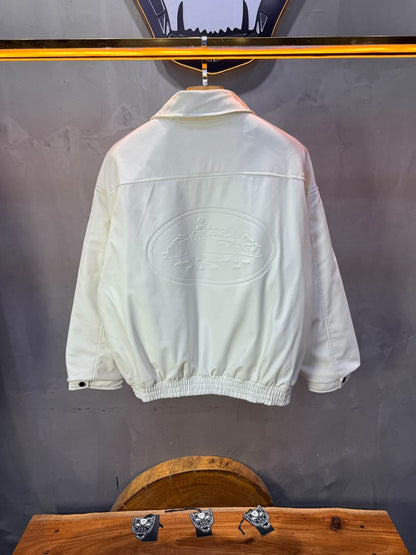 Veste oversize homme Blanc effet cuir doublée