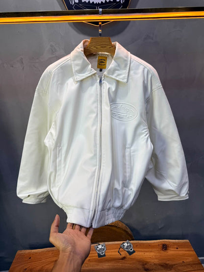 Veste oversize homme Blanc effet cuir doublée
