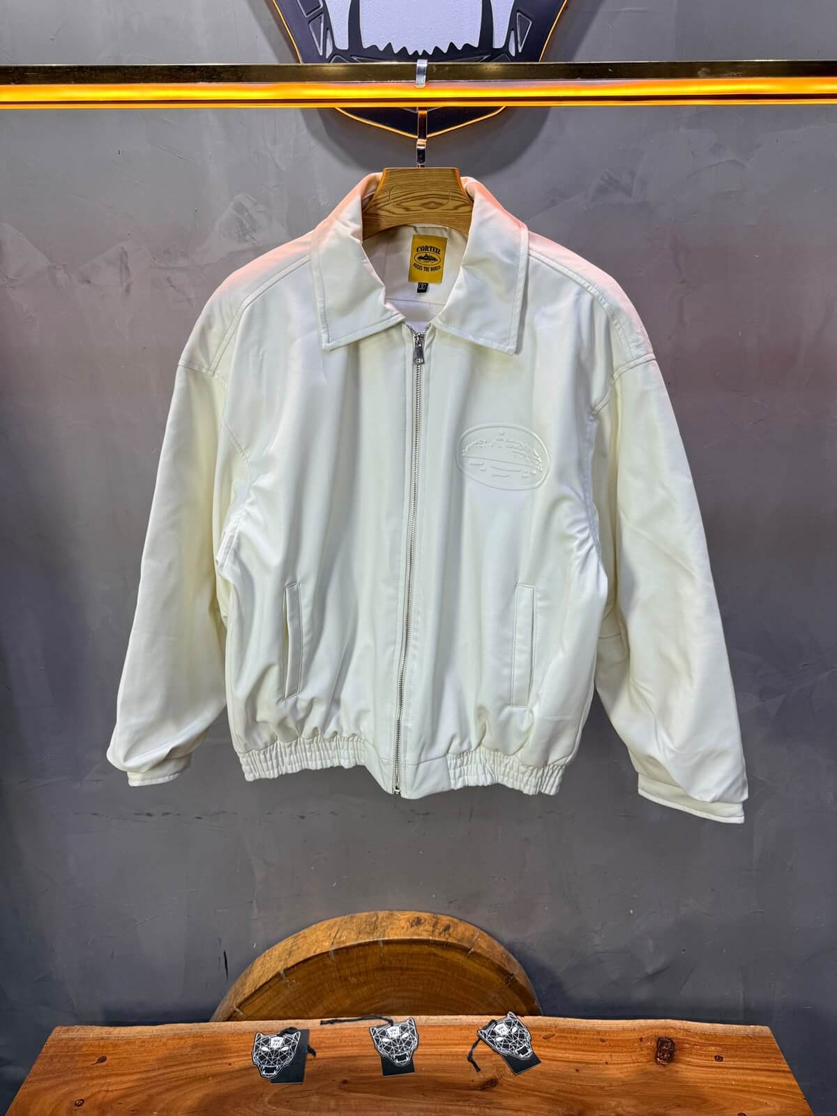 Veste oversize homme Blanc effet cuir doublée