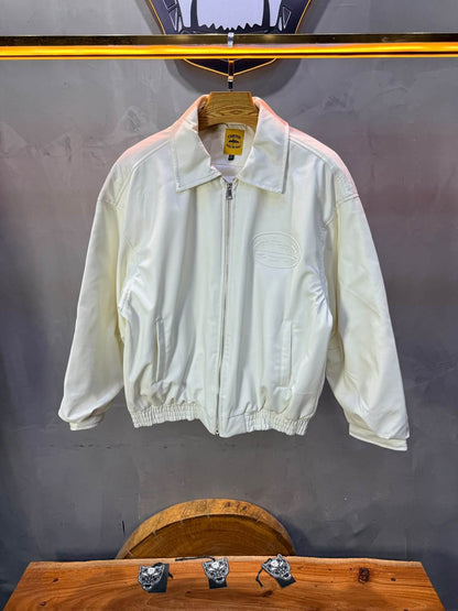 Veste oversize homme Blanc effet cuir doublée