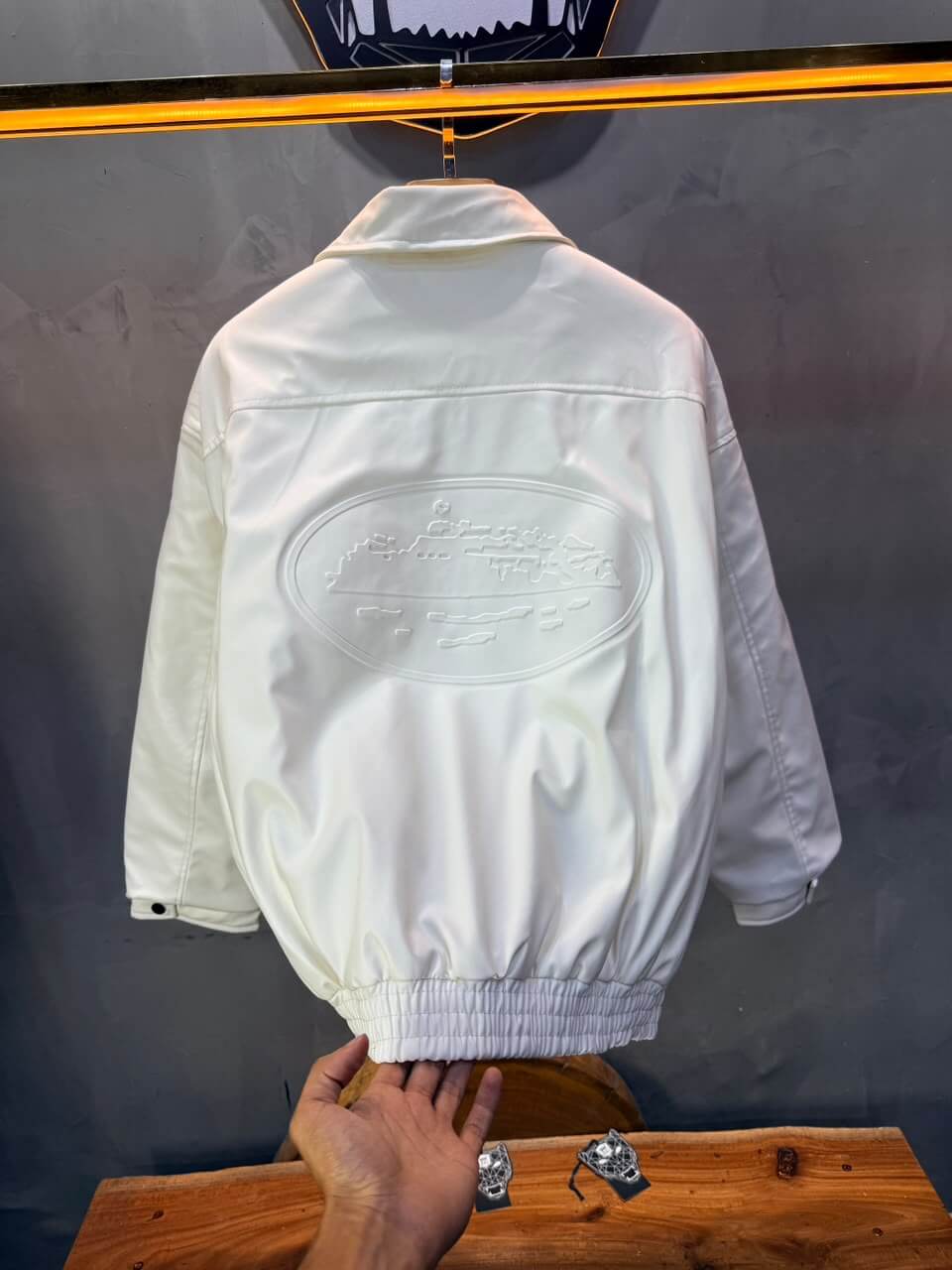 Veste oversize homme Blanc effet cuir doublée