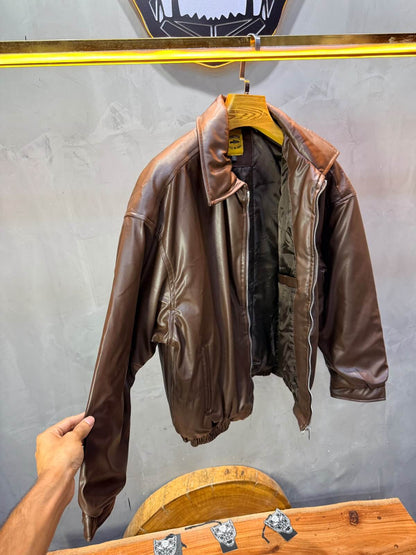 Veste oversize homme Brown cuir doublée