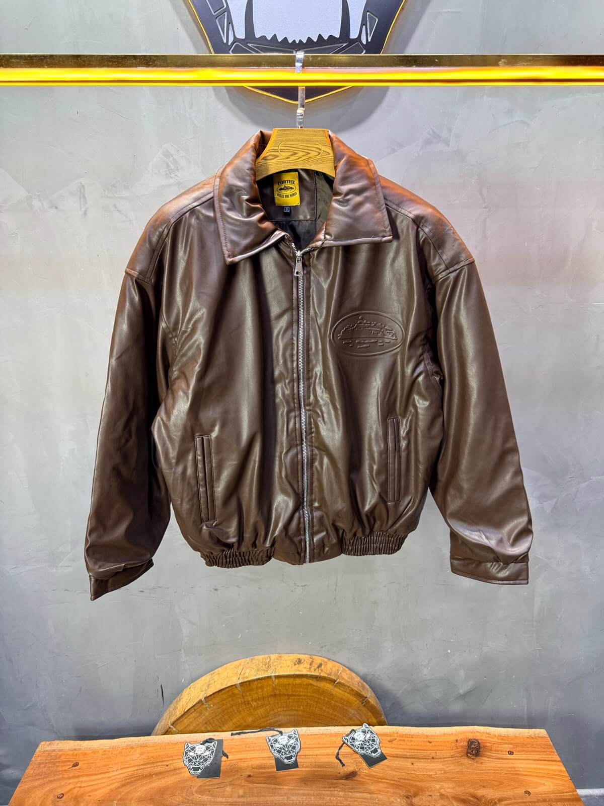 Veste oversize homme Brown cuir doublée