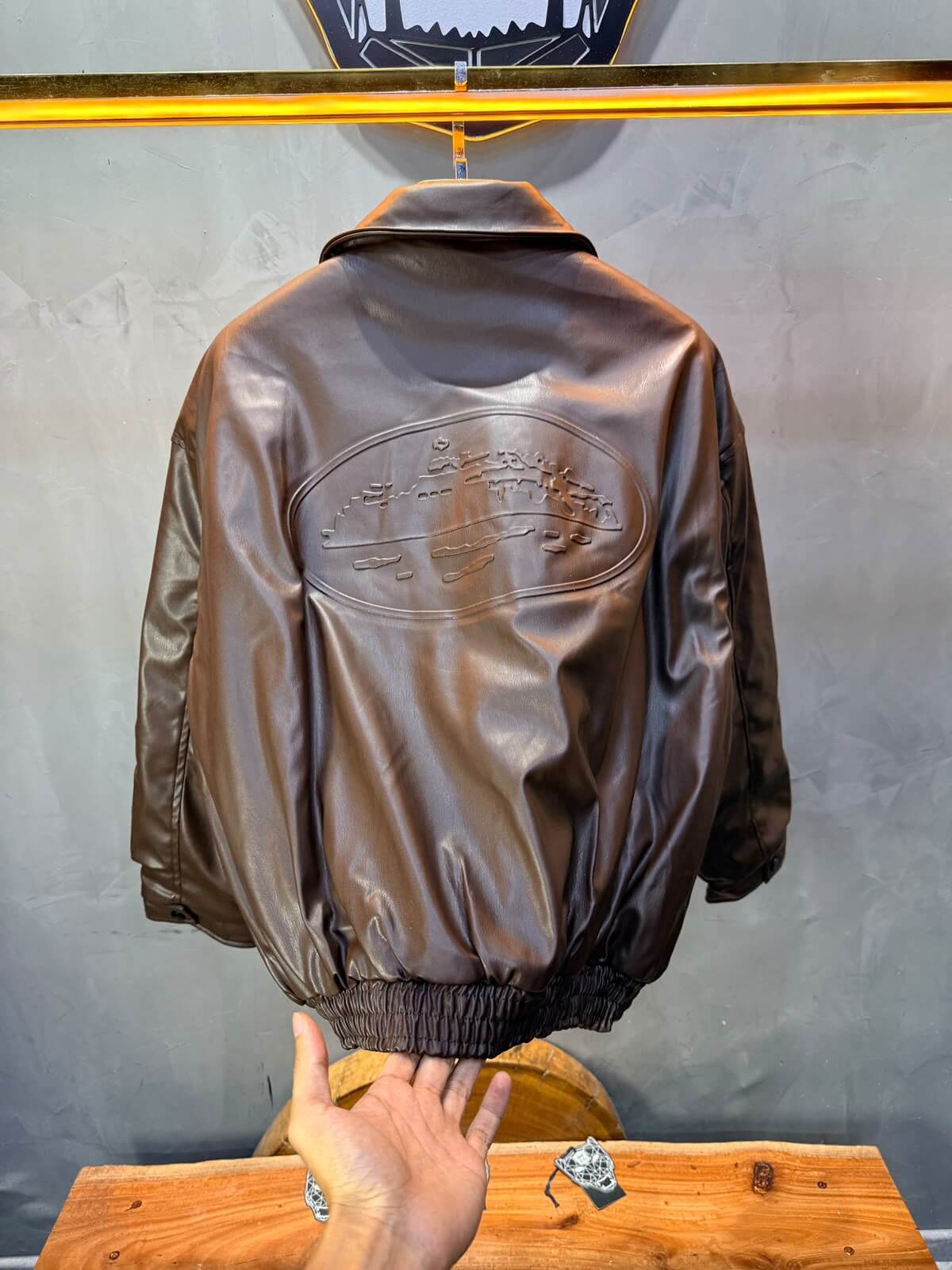 Veste oversize homme Brown cuir doublée