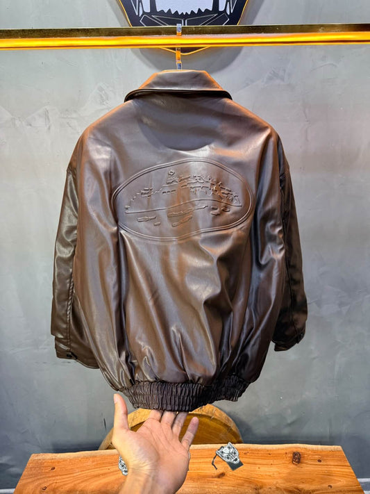 Veste oversize homme Brown cuir doublée