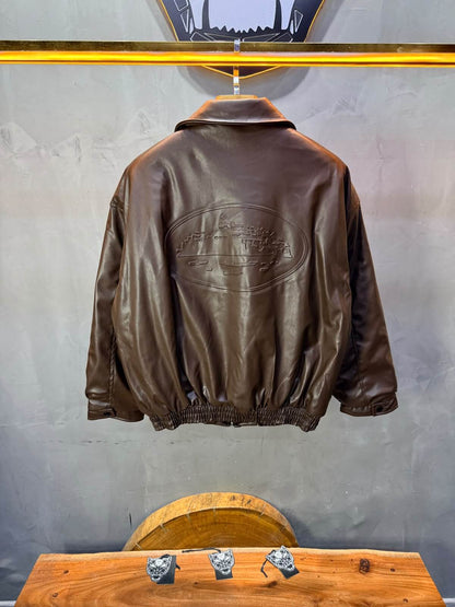 Veste oversize homme Brown cuir doublée