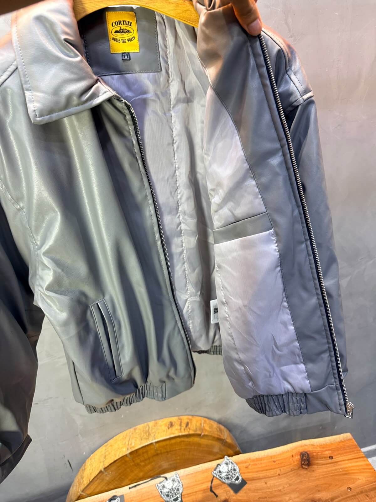 Veste oversize homme Gris cuir doublée