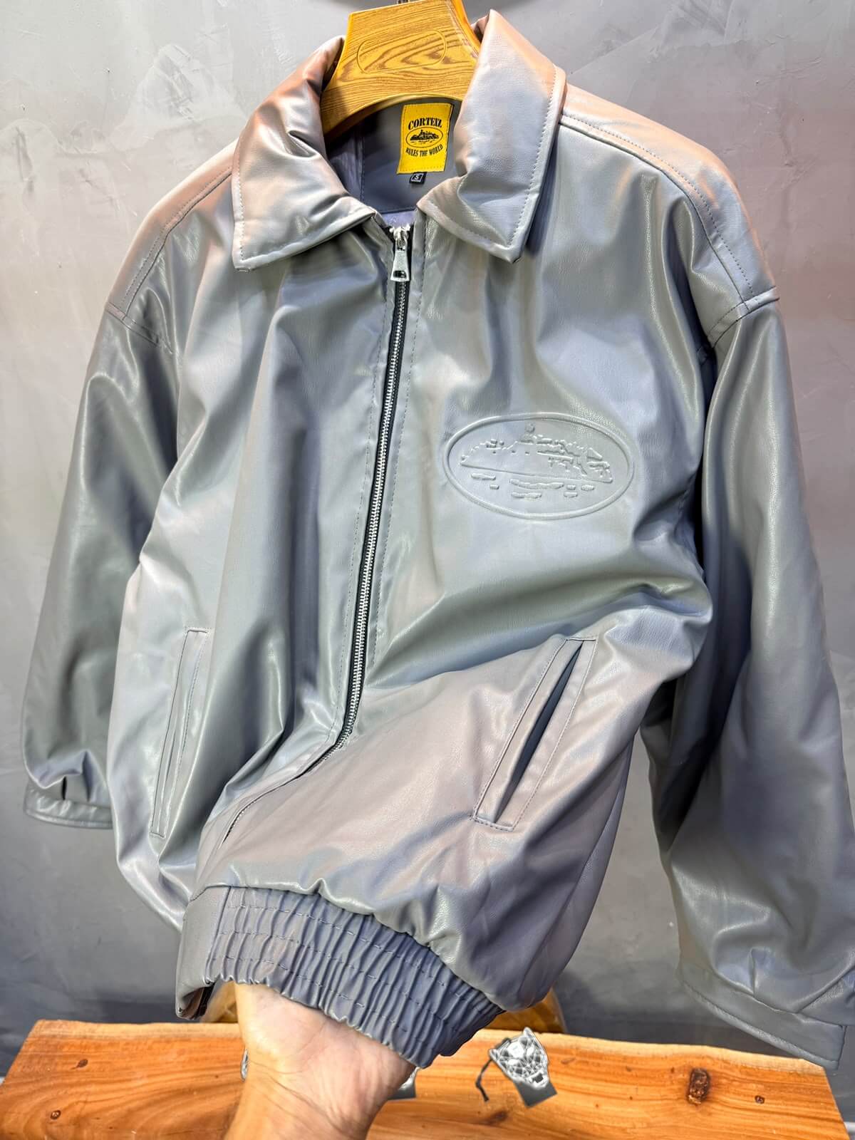 Veste oversize homme Gris cuir doublée