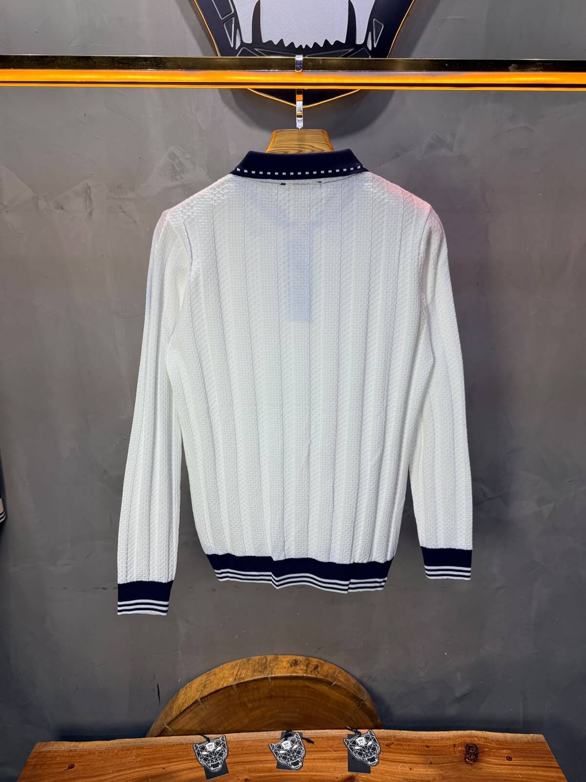 Pull homme  à col polo Regular Blanc 8005
