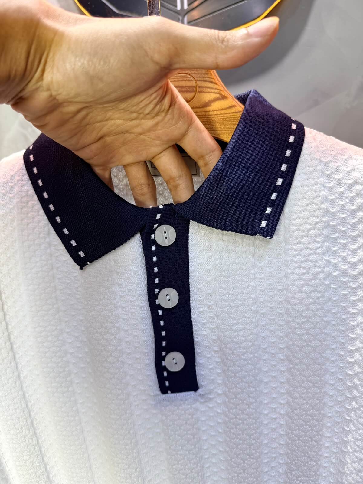 Pull homme  à col polo Regular Blanc 8005