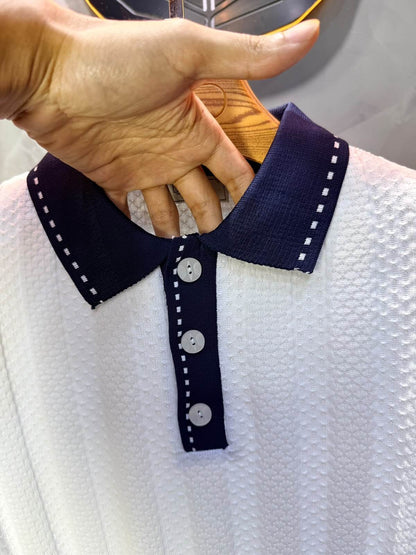 Pull homme  à col polo Regular Blanc 8005
