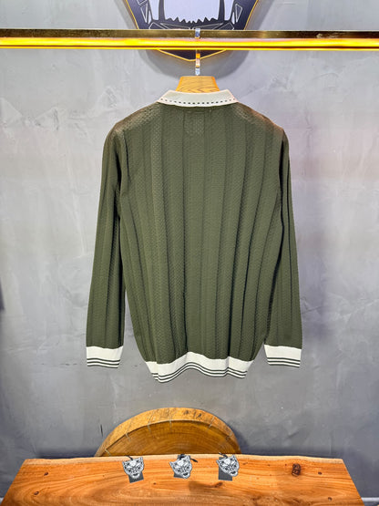 Pull homme  à col polo Regular Vert 8005