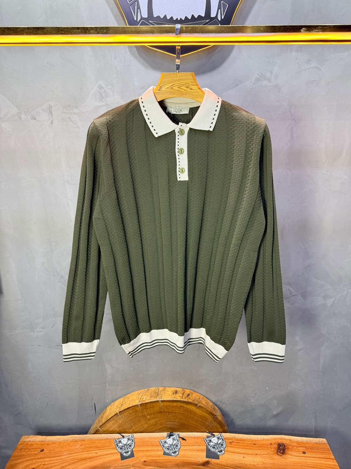 Pull homme  à col polo Regular Vert 8005