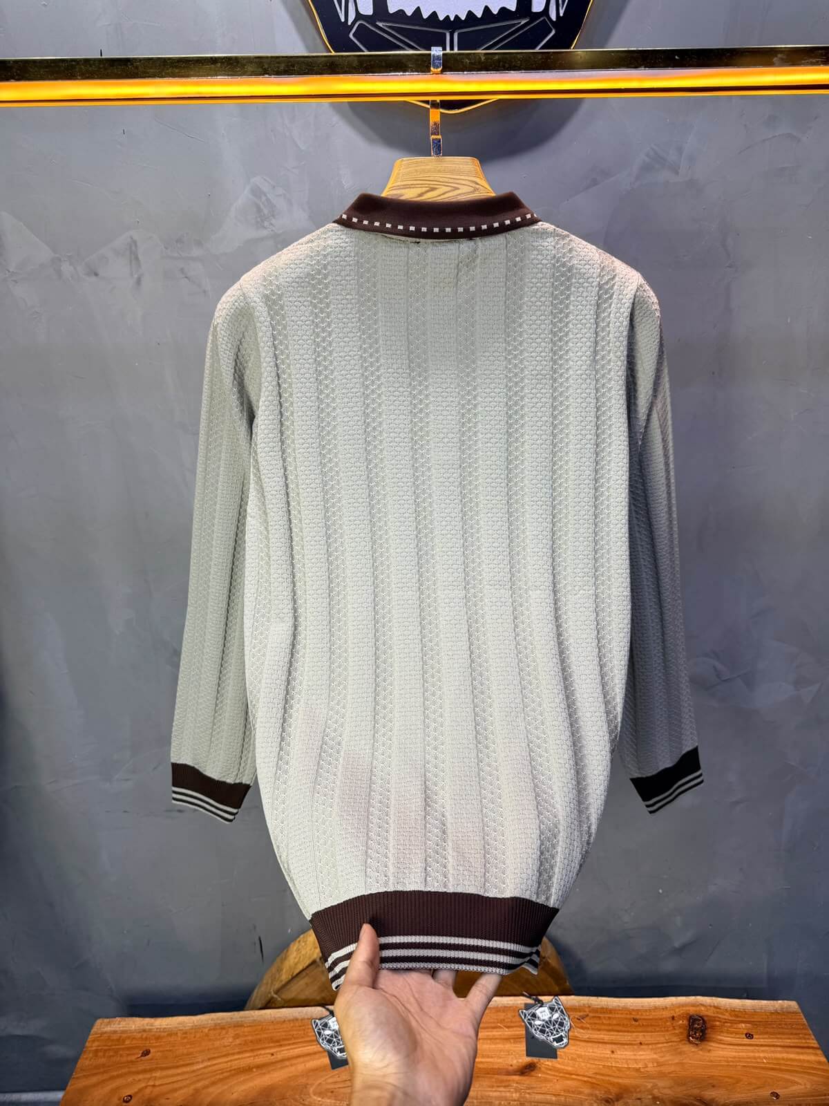 Pull homme  à col polo Regular Beige foncé 8005