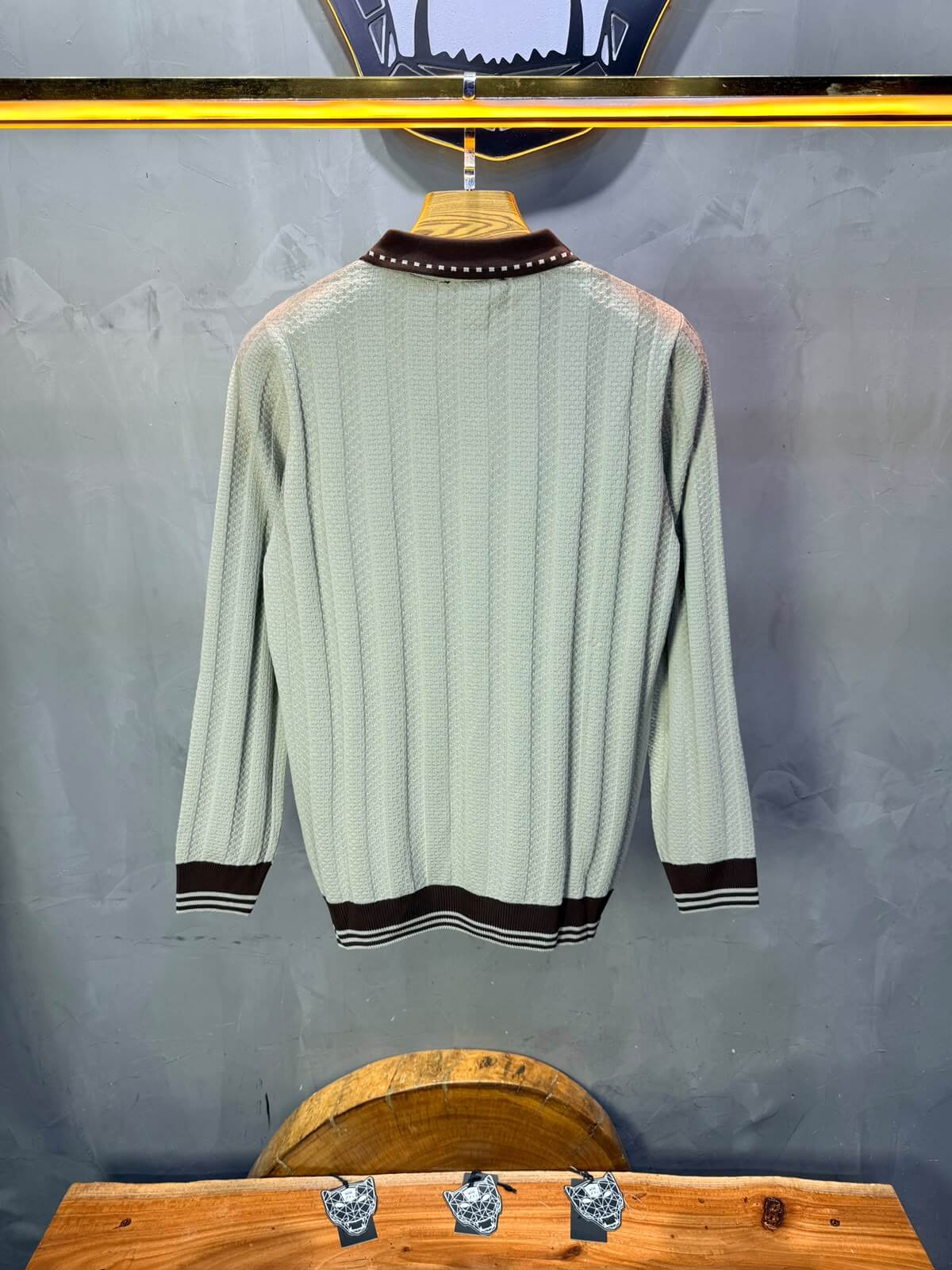 Pull homme  à col polo Regular Beige foncé 8005