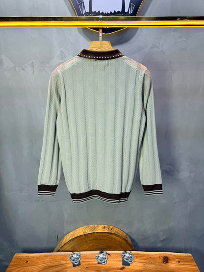 Pull homme  à col polo Regular Beige foncé 8005
