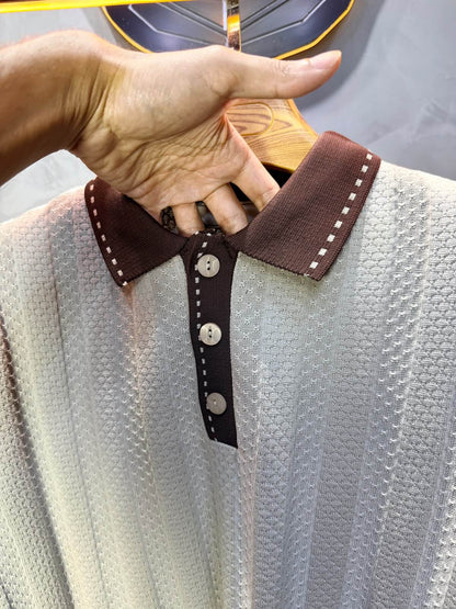 Pull homme  à col polo Regular Beige foncé 8005