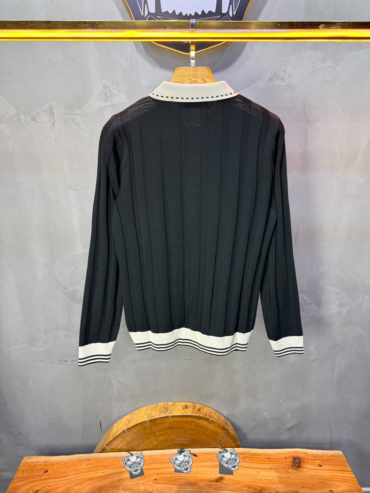 Pull homme  à col polo Regular Noir 8005
