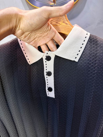 Pull homme  à col polo Regular Noir 8005