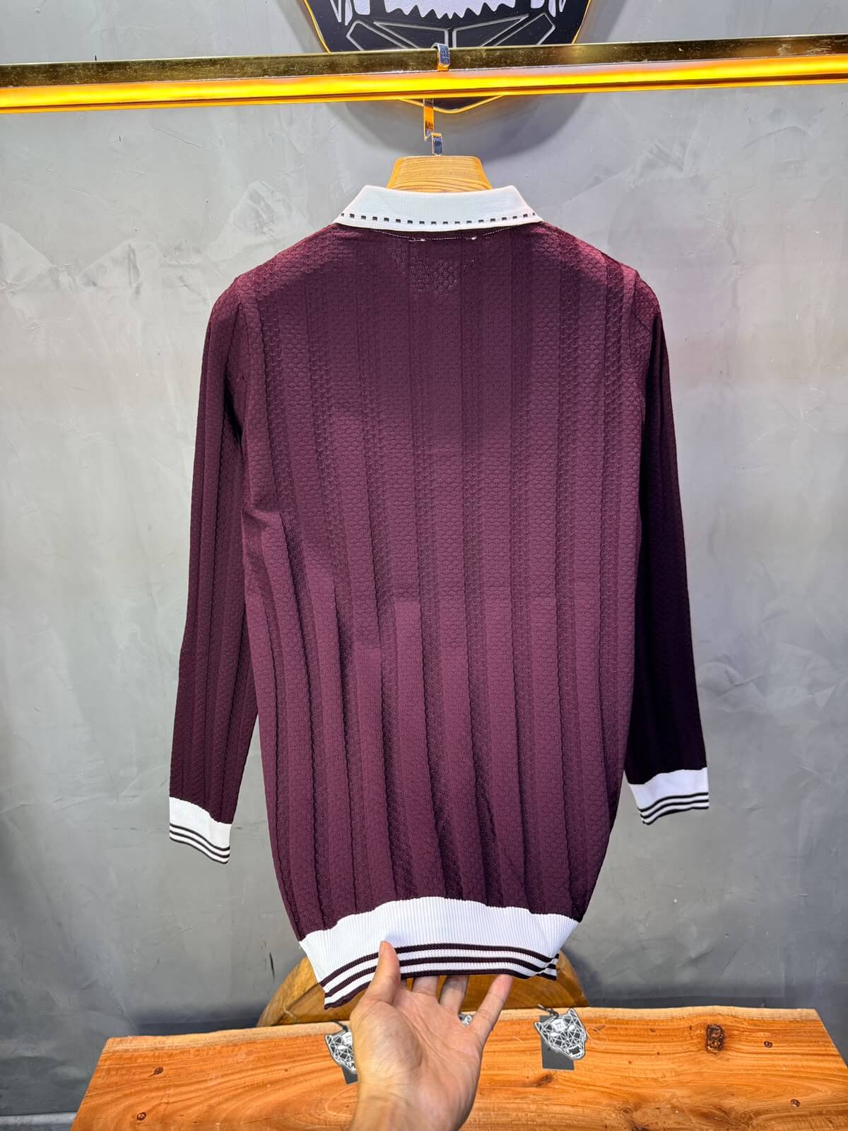 Pull homme  à col polo Regular Bordeaux 8005