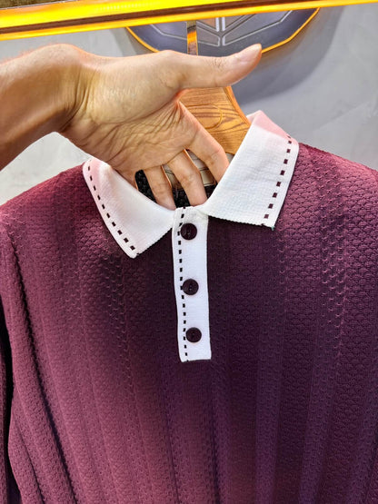 Pull homme  à col polo Regular Bordeaux 8005