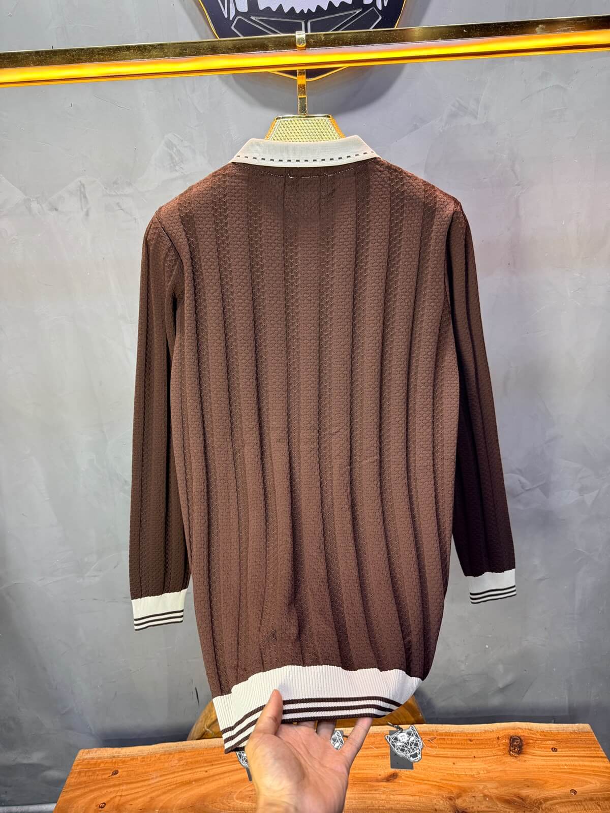 Pull homme  à col polo Regular Brown 8005