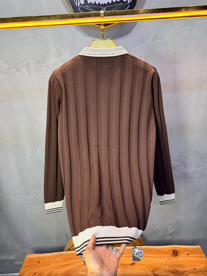 Pull homme  à col polo Regular Brown 8005