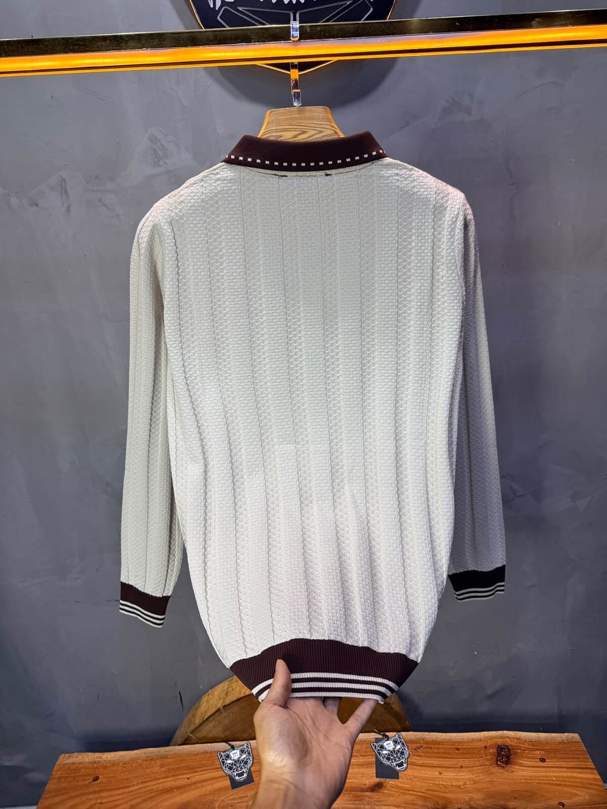 Pull homme  à col polo Regular Beige clair 8005