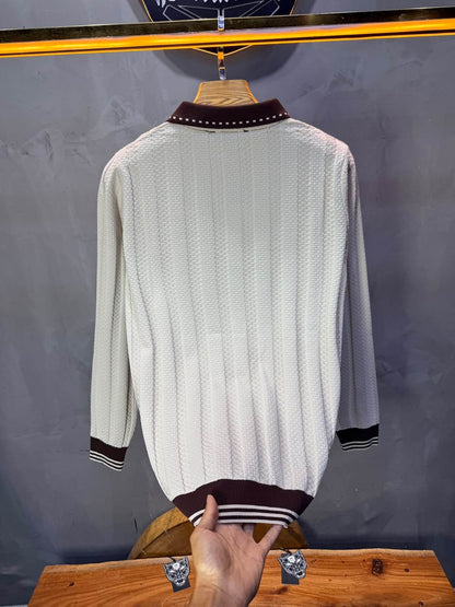 Pull homme  à col polo Regular Beige clair 8005