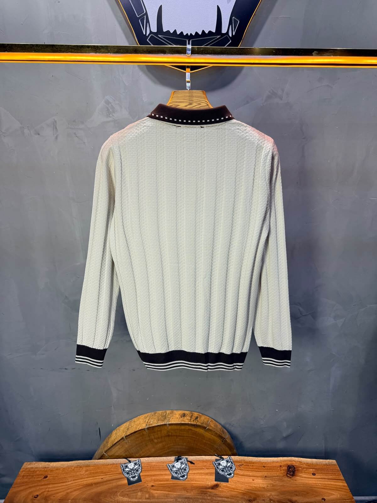 Pull homme  à col polo Regular Beige clair 8005