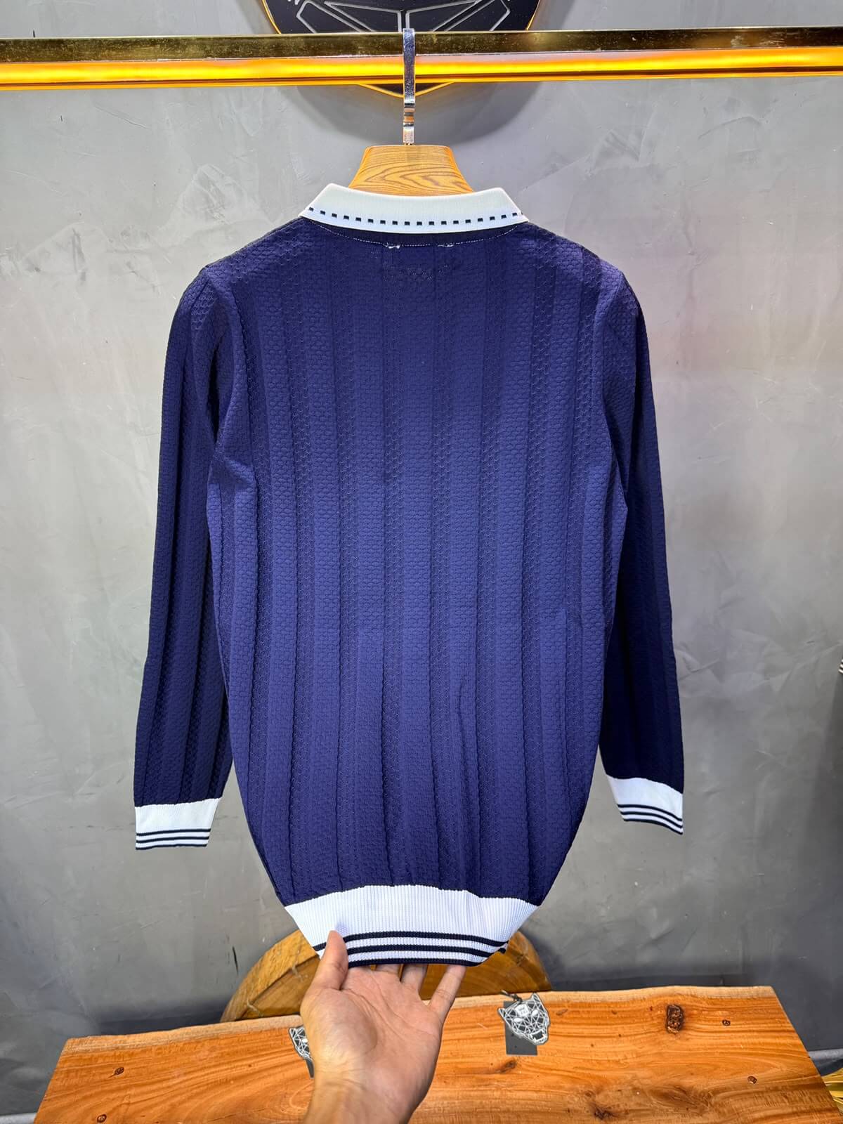 Pull homme  à col polo Regular Bleu marine 8005