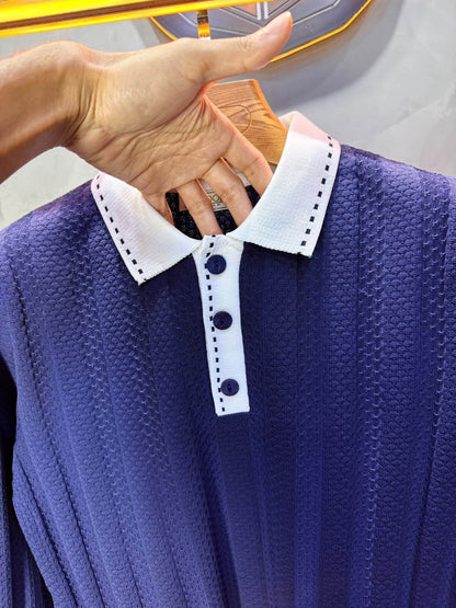 Pull homme  à col polo Regular Bleu marine 8005