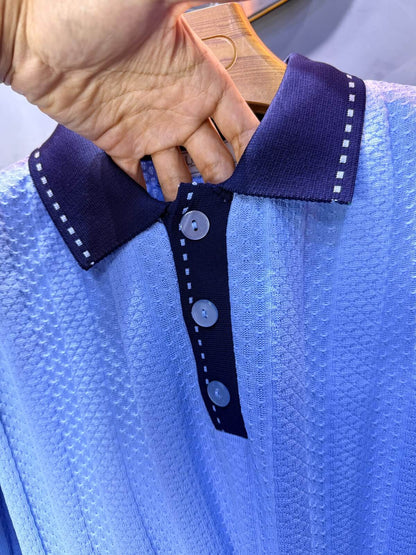 Pull homme  à col polo Regular Bleu ciel 8005