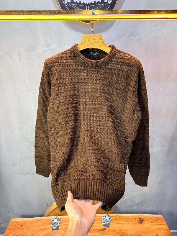 Pull tricot Marron camel Regular size 5545