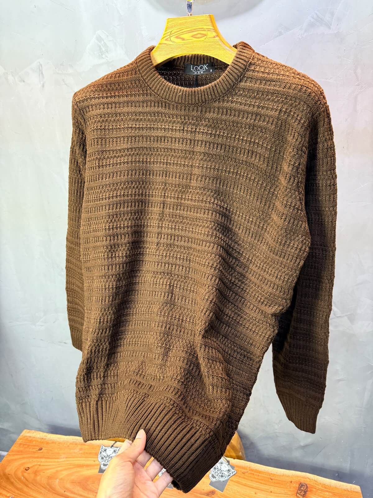 Pull tricot Marron camel Regular size 5545