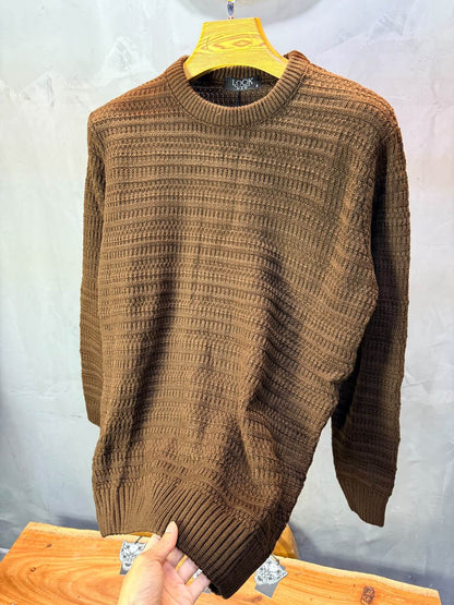 Pull tricot Marron camel Regular size 5545